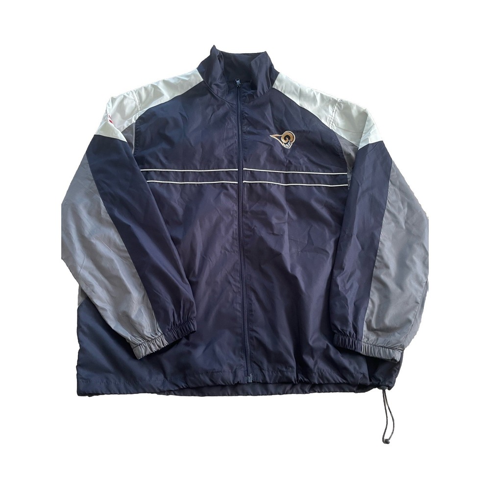 Los Angeles LA RAMS Football Jacket Men XL Blue Gray DunBrooke‎ Windbreaker SI
